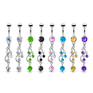 Bauchnabelpiercing Weinrebe beweglich Zirkonia