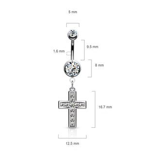 Bauchnabelpiercing Kreuz beweglich Zirkonia