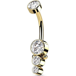 Bauchnabelpiercing Zirkonia Gold Innengewinde