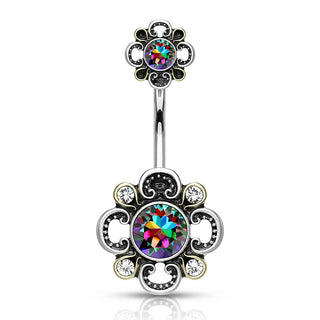 Bauchnabelpiercing Blume Zirkonia Silber