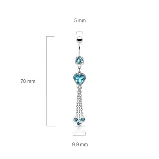 Bauchnabelpiercing Herz beweglich Zirkonia Silber