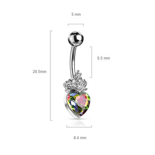 Bauchnabelpiercing Herz Krone Zirkonia Silber