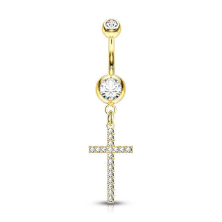 Bauchnabelpiercing Kreuz beweglich Zirkonia