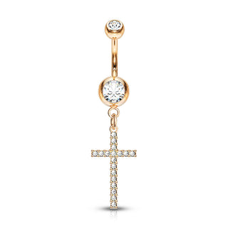 Bauchnabelpiercing Kreuz beweglich Zirkonia