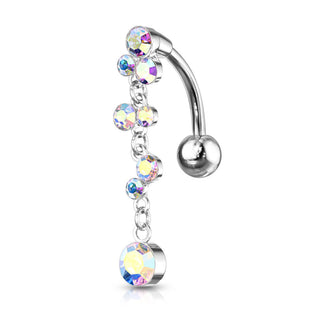 Bauchnabelpiercing Top Down Blasen beweglich Zirkonia Silber