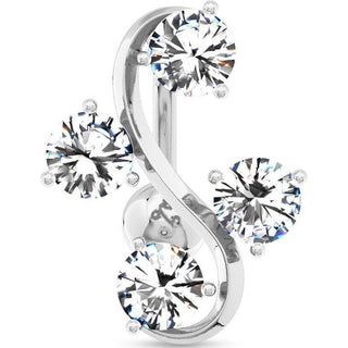 Bauchnabelpiercing 4 Zirkonia Silber