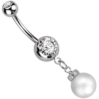 Bauchnabelpiercing Zirkonia beweglich Perle