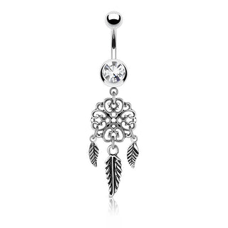 Bauchnabelpiercing Traumfänger Zirkonia Silber
