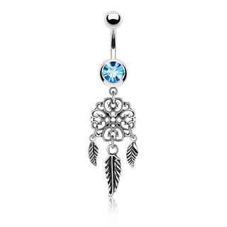Bauchnabelpiercing Traumfänger Zirkonia Silber