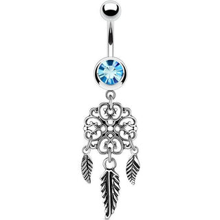 Bauchnabelpiercing Traumfänger Zirkonia Silber