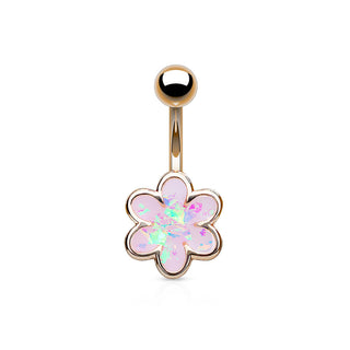 Bauchnabelpiercing Blume Opal Gold