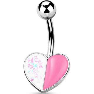 Bauchnabelpiercing Herz Opal Silber
