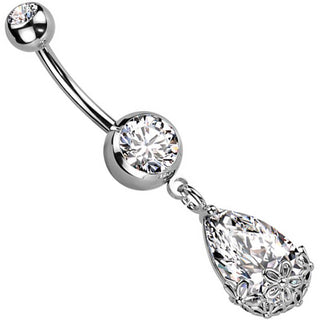 Bauchnabelpiercing Blumen Zirkonia