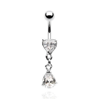 Bauchnabelpiercing Tropfen Herz beweglich Zirkonia Silber