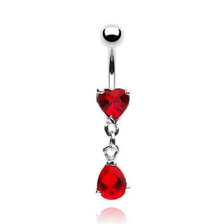 Bauchnabelpiercing Tropfen Herz beweglich Zirkonia Silber