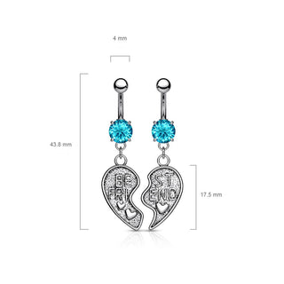 Bauchnabelpiercing BEST FRIEND Herz beweglich Zirkonia