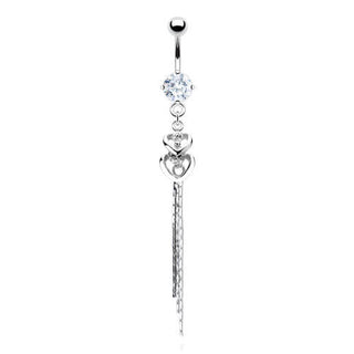 Bauchnabelpiercing Herz beweglich Zirkonia Silber