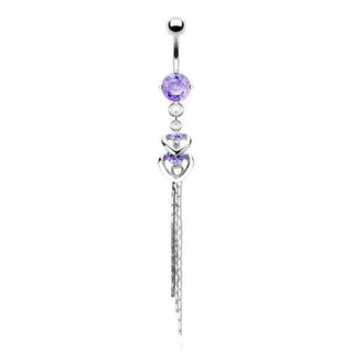 Bauchnabelpiercing Herz beweglich Zirkonia Silber