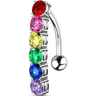 Bauchnabelpiercing Top Down Regenbogen Zirkonia Silber
