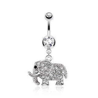 Bauchnabelpiercing Elefant beweglich Zirkonia Silber