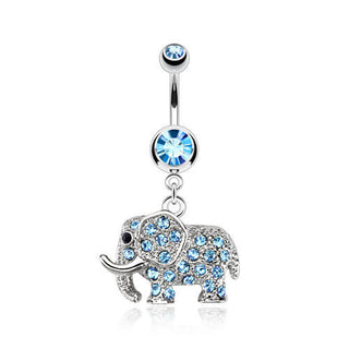 Bauchnabelpiercing Elefant beweglich Zirkonia Silber
