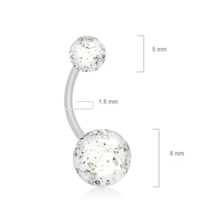 Bauchnabelpiercing Acryl Ultra Glitzer Kugel