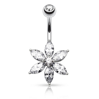 Bauchnabelpiercing Blume Zirkonia
