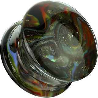 Glas Plug Schwarz Weiß mehrfarbig Wirbel Flare
