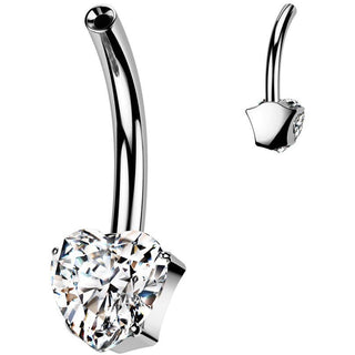 Titan Bauchnabel Pin Herz Zirkonia Push-In