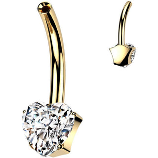 Titan Bauchnabel Pin Herz Zirkonia Push-In