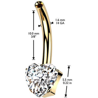 Titan Bauchnabel Pin Herz Zirkonia Push-In