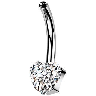 Titan Bauchnabel Pin Herz Zirkonia Push-In