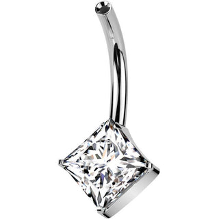Titan Bauchnabel Pin quadratischer Zirkonia Push-In
