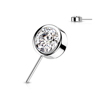 14 Karat Gold Top Zirkonia Rund Gelbgold Weißgold Push-In