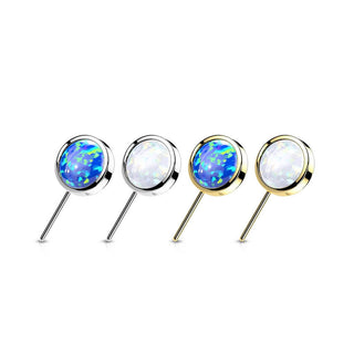 14 Karat Gold Top Opal Rund Gelbgold Weißgold Push-In
