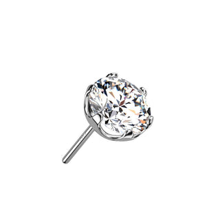 14 Karat Gold Top Zirkonia Rund Gelbgold Weißgold Push-In