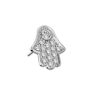 14 Karat Gold Top Hamsa Zirkonia Gelbgold Weißgold Push-In