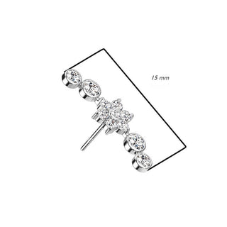 14 Karat Gold Top Blume Zirkonia Gelbgold Weißgold Push-In