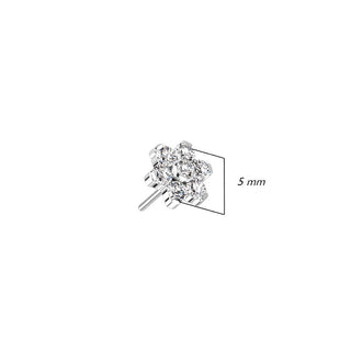 Titan Top Blume Zirkonia Silber Push-In