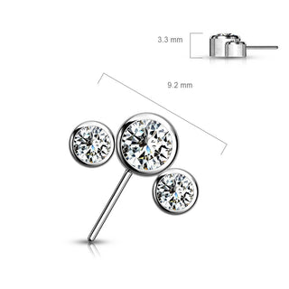 Titan Top 3 Zirkonia Silber Push-In