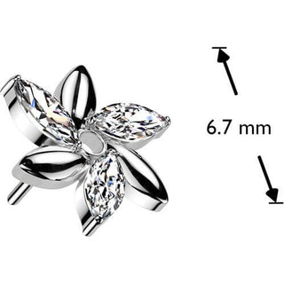 Titan Aufsatz Blume Marquise Schliff Zirkonia Push-In