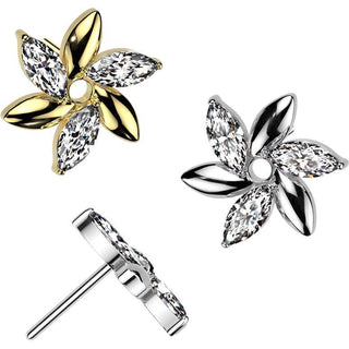 Titan Aufsatz Blume Marquise Schliff Zirkonia Push-In