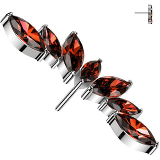 Titan Aufsatz Fächer 7 Zirkonias Marquiseschliff Push-In