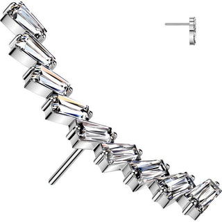 Titan Aufsatz Zirkonia Baguetteschliff Push-In
