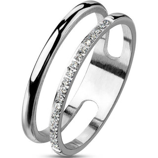 Doppel Ring Zirkonia Silber