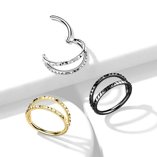 Ring Doppelreihe Pyramiden Schliff Clicker