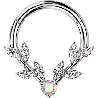 Ring Weinblätter Zirkonia Marquise Schliff Segment