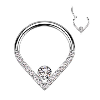 Titan Ring Chevron Zirkonia Opal Silber Clicker