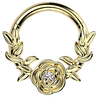 Titan Ring Rose und Reben Zirkonia Segment