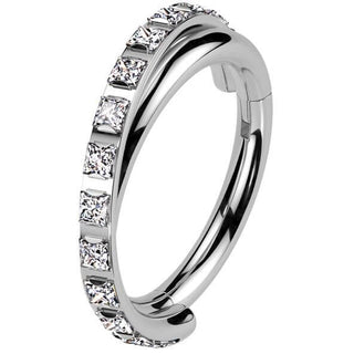 Titan Ring Viereckige Zirkonia Segment